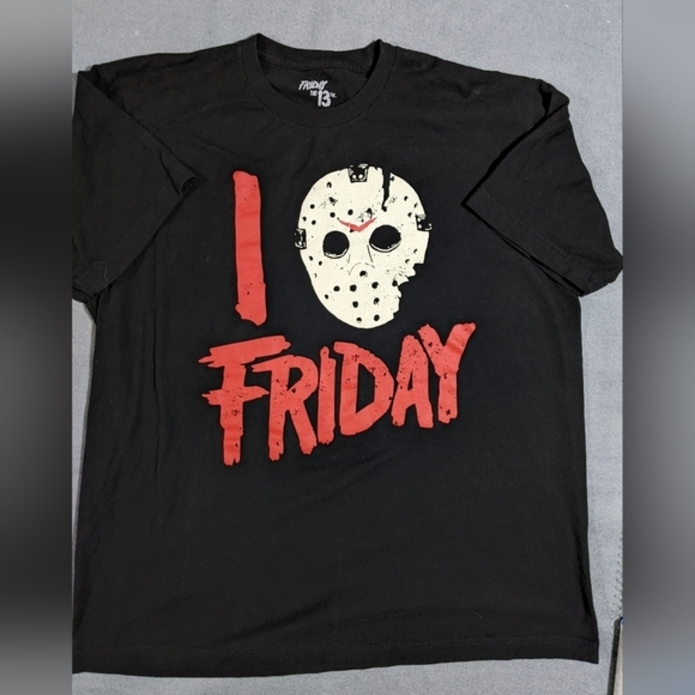 Friday The 13th Jason T-shirt I‎ Love Friday Mask Graphic Logo  Size XL
